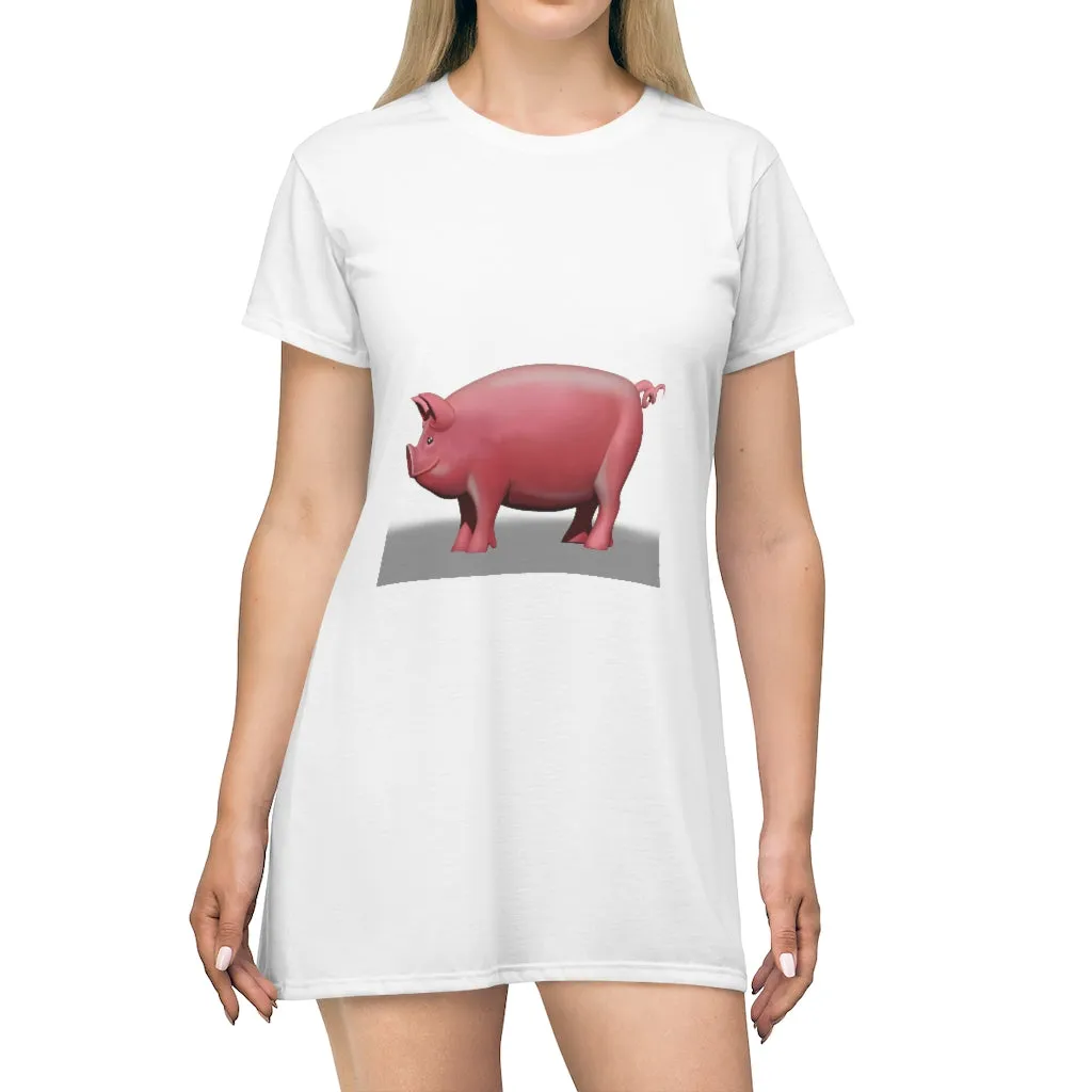 Pig All Over Print T-Shirt Dress