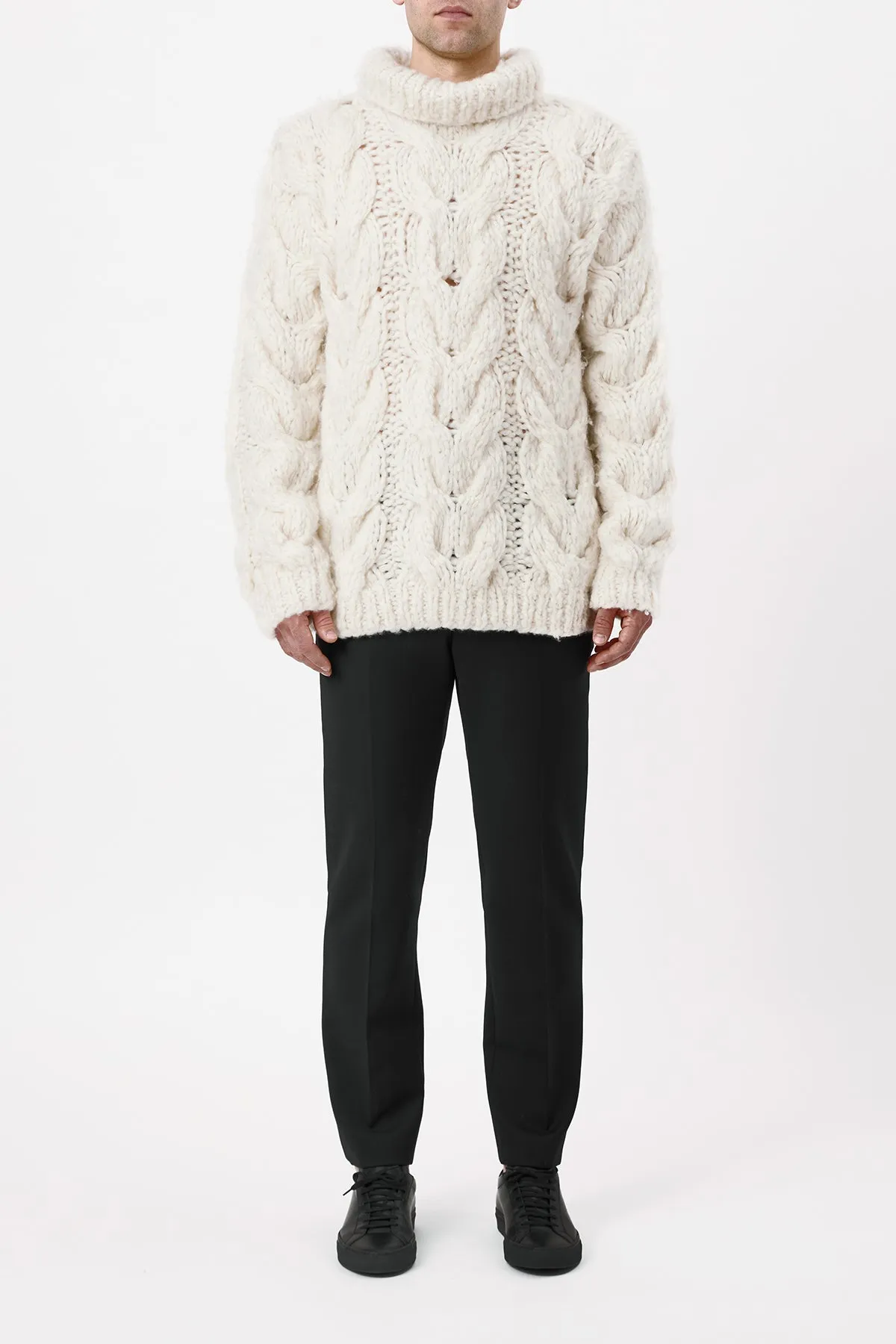 Ray Knit Sweater in Ivory Welfat Cashmere