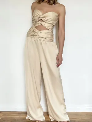 Secretly Posh Twist Front Jumpsuit - Nude - SEP014-2