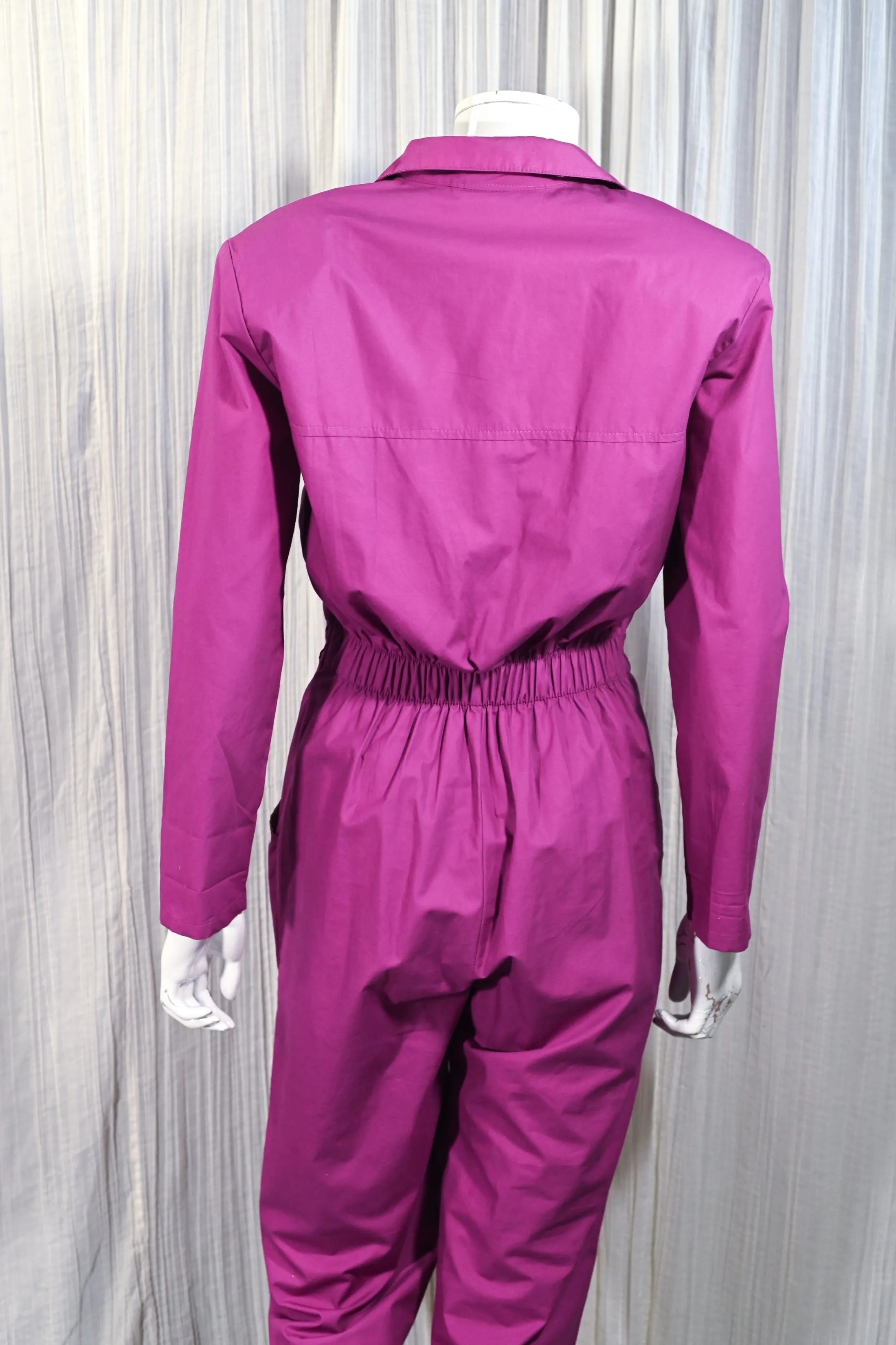 SOLD Vintage 80s Magenta Jumpsuit, New Wave Jumpsuit by Saint Germain S