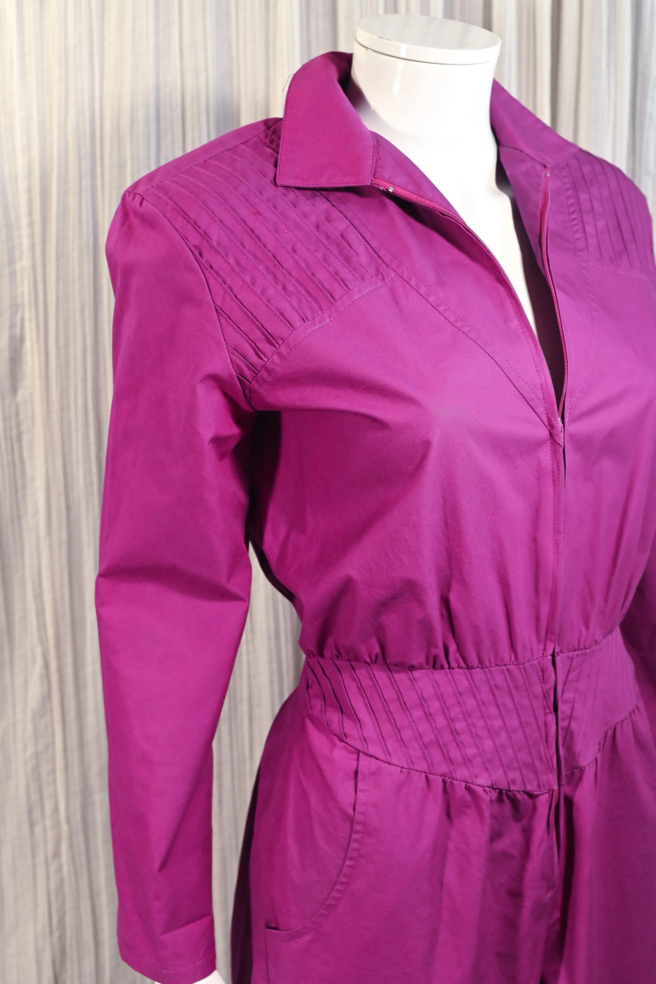 SOLD Vintage 80s Magenta Jumpsuit, New Wave Jumpsuit by Saint Germain S