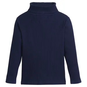 Solid Ribbed Turtleneck - Navy