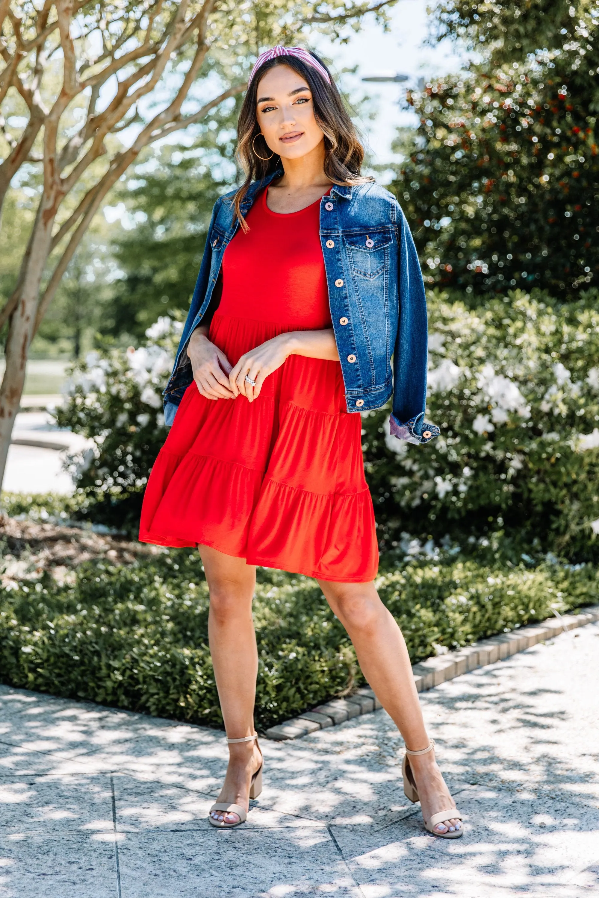 Stay With You Always Red Tiered Dress