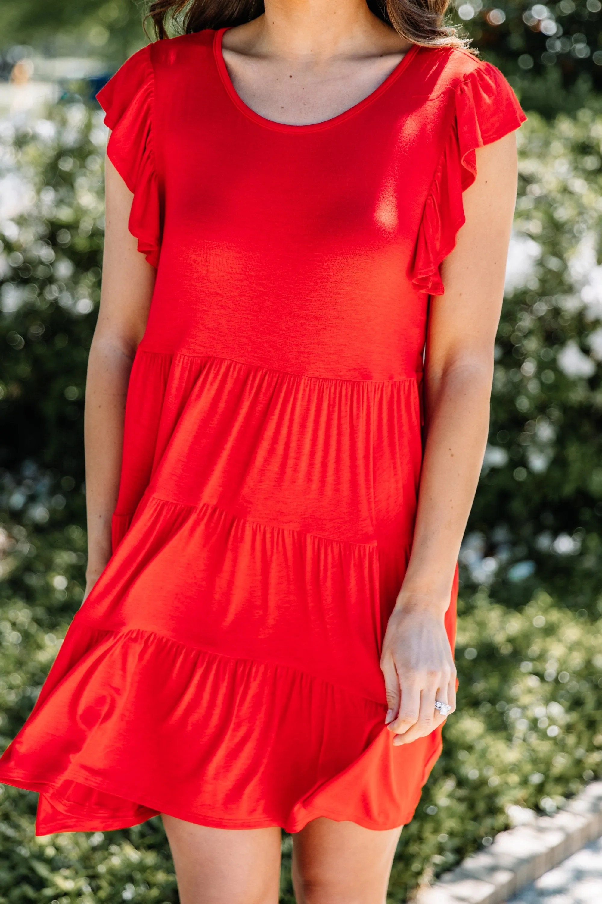 Stay With You Always Red Tiered Dress