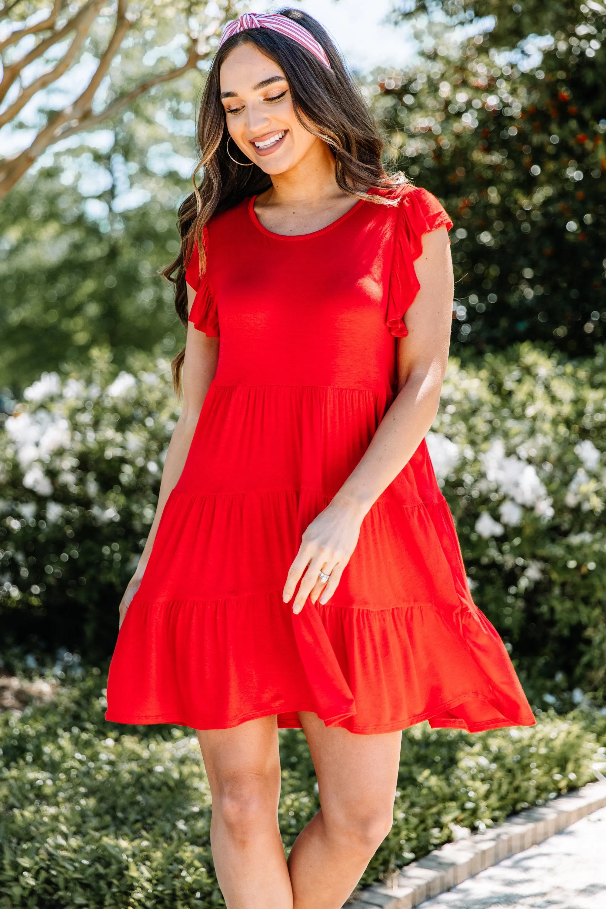 Stay With You Always Red Tiered Dress