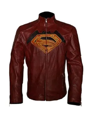 Superman Vs Batman Maroon Leather Jacket