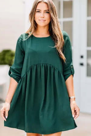 Tell Me More Hunter Green Babydoll Dress