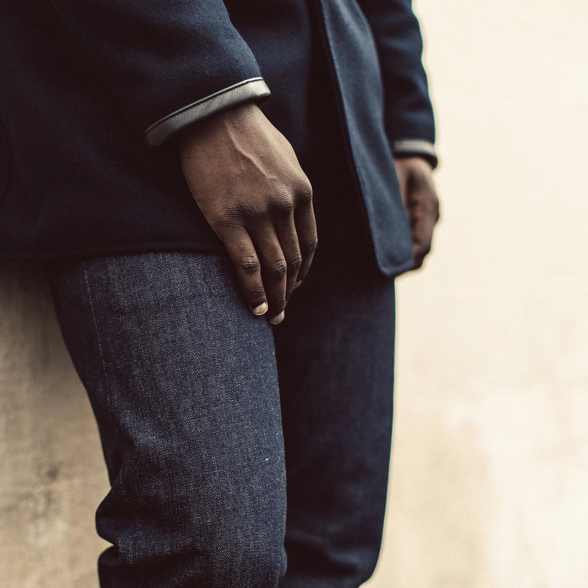 The Mendocino Peacoat in Navy Melton Wool