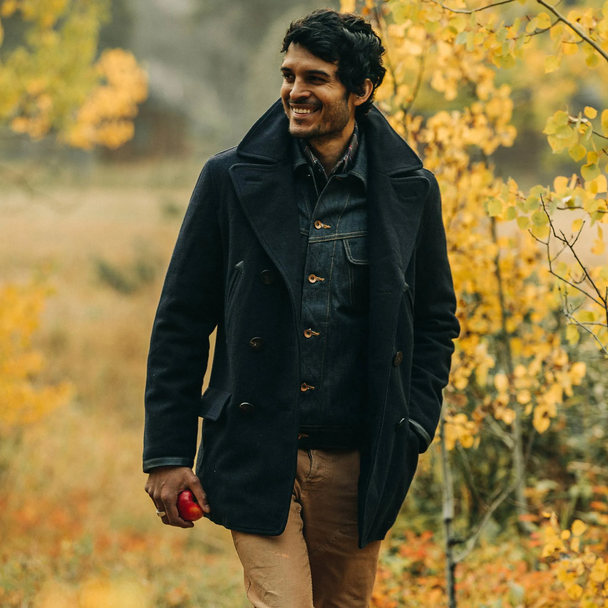 The Mendocino Peacoat in Navy Wool