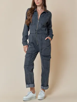 Tokyo Washed Denim Utility Jump Suit