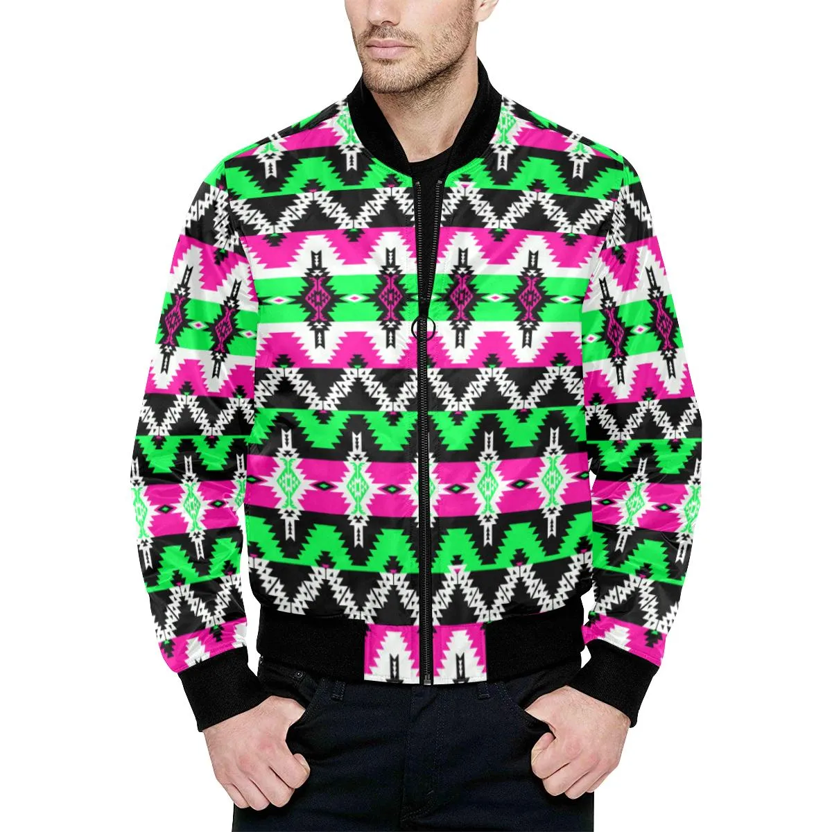 Two Spirit Ceremony Quilted Bomber Jacket for Men