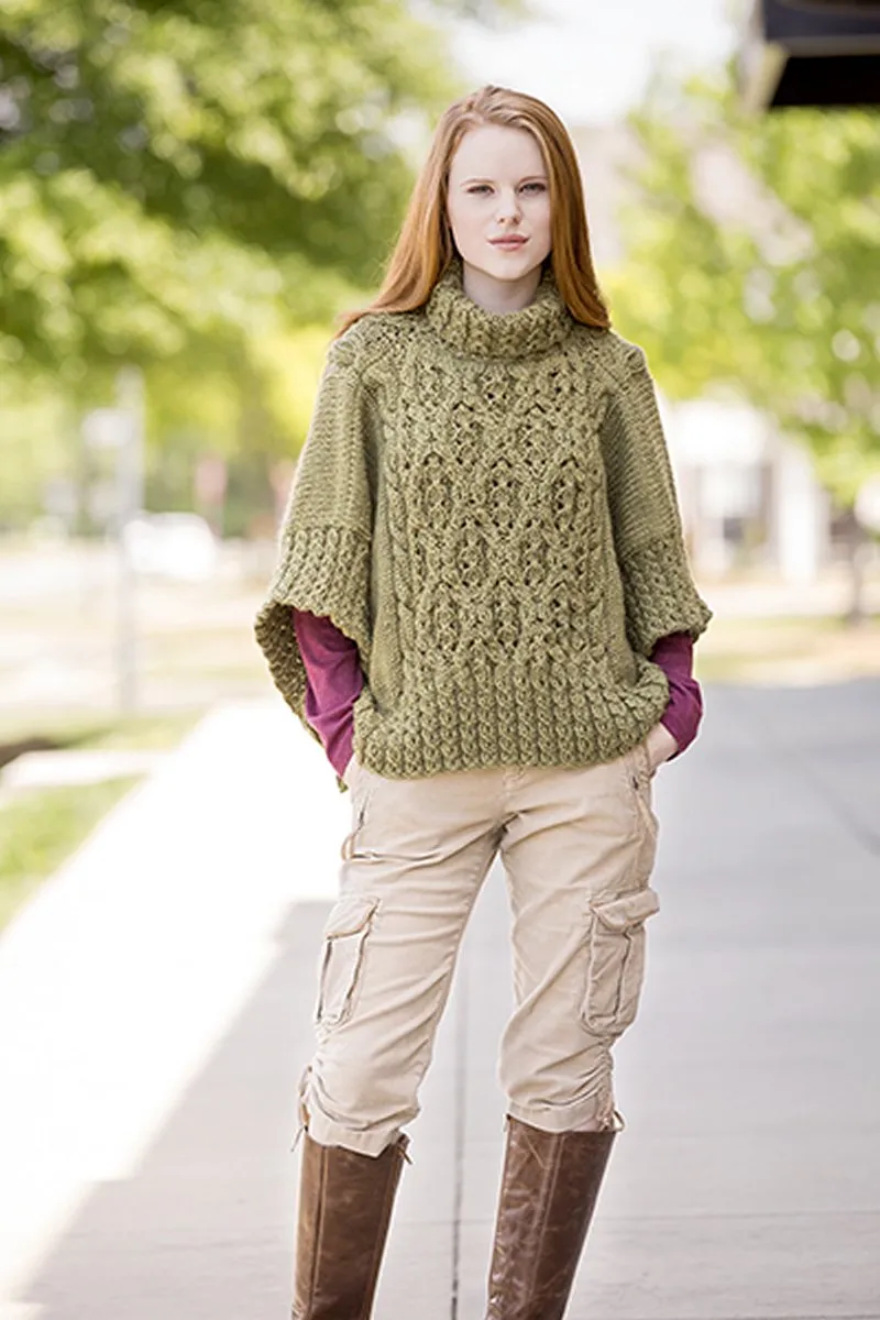 Universal Yarn Deluxe Cable Collection Patterns - Catawba River Poncho - PDF Download