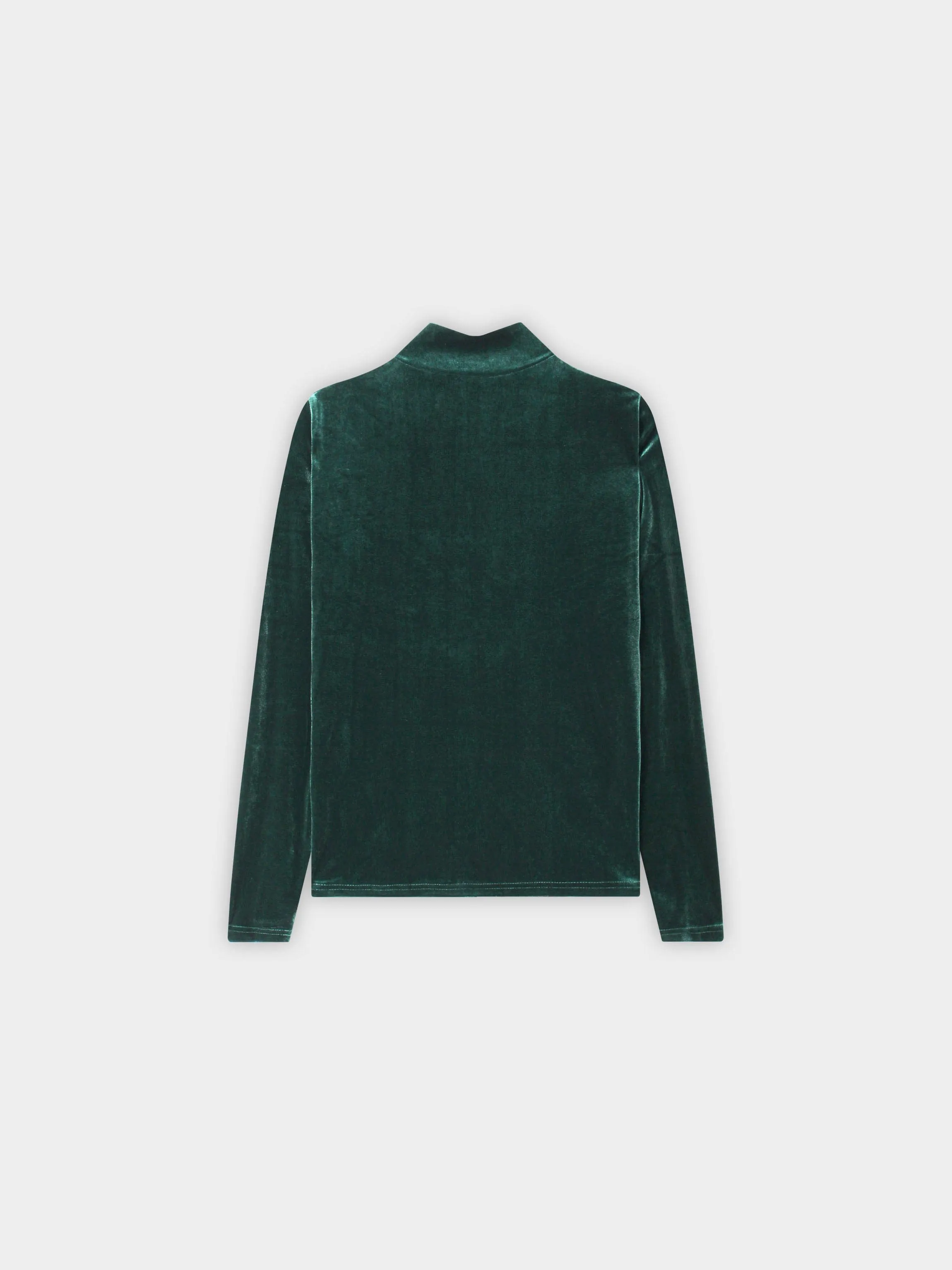 Velour Mock Neck Turtleneck-Emerald Green