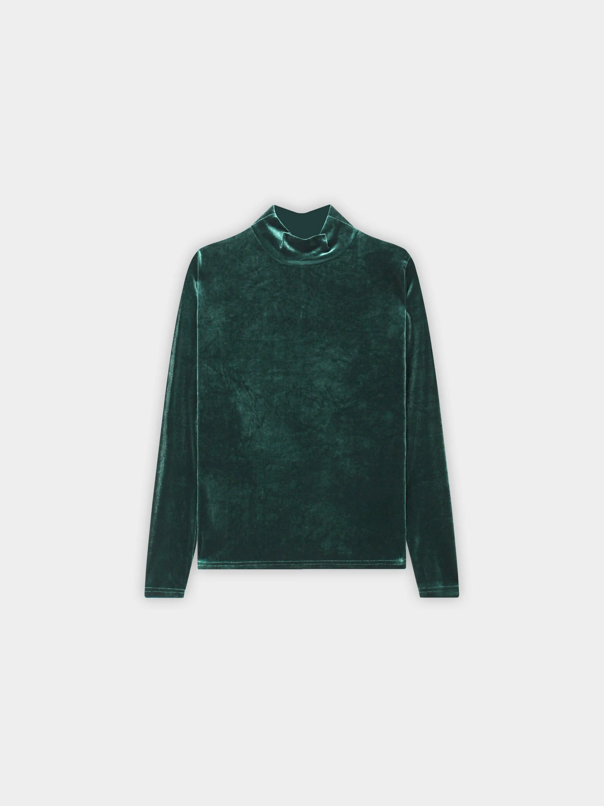 Velour Mock Neck Turtleneck-Emerald Green