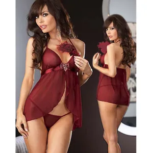 VenusFox Women Lingerie Nightwear Set Babydoll Dress   G-string Women Underwear