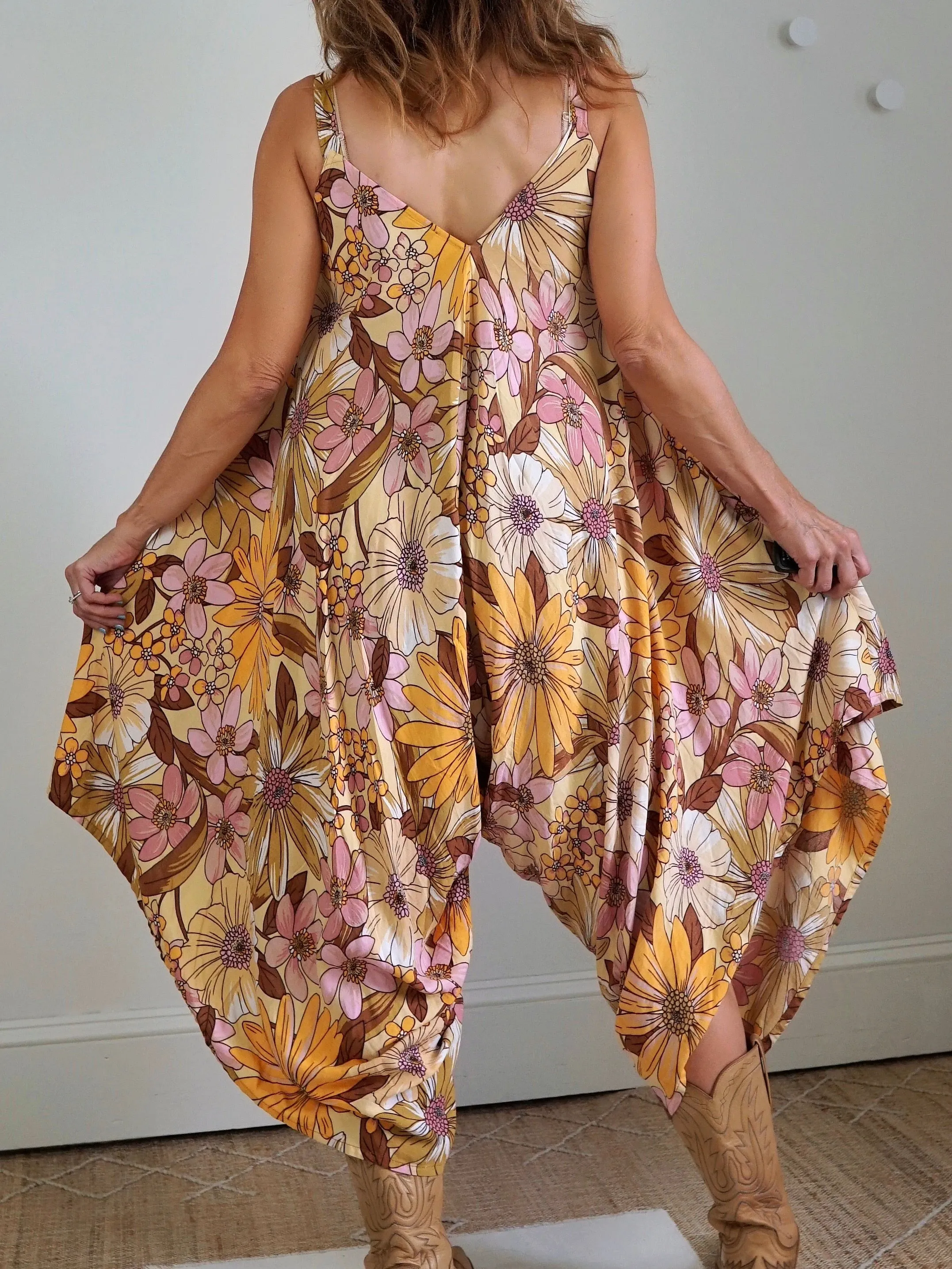 Vintage Floral Asymmetrical Jumpsuit