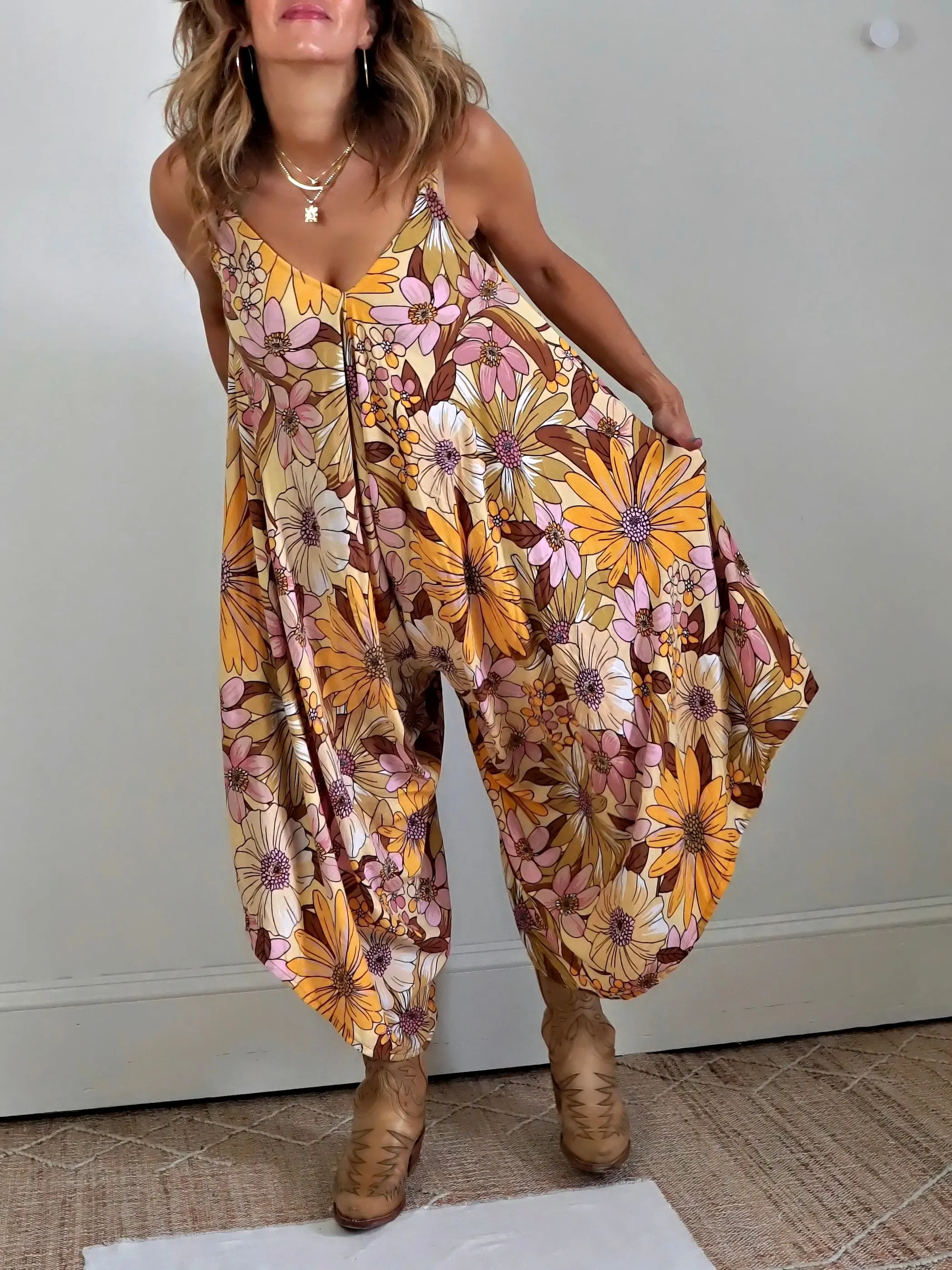 Vintage Floral Asymmetrical Jumpsuit