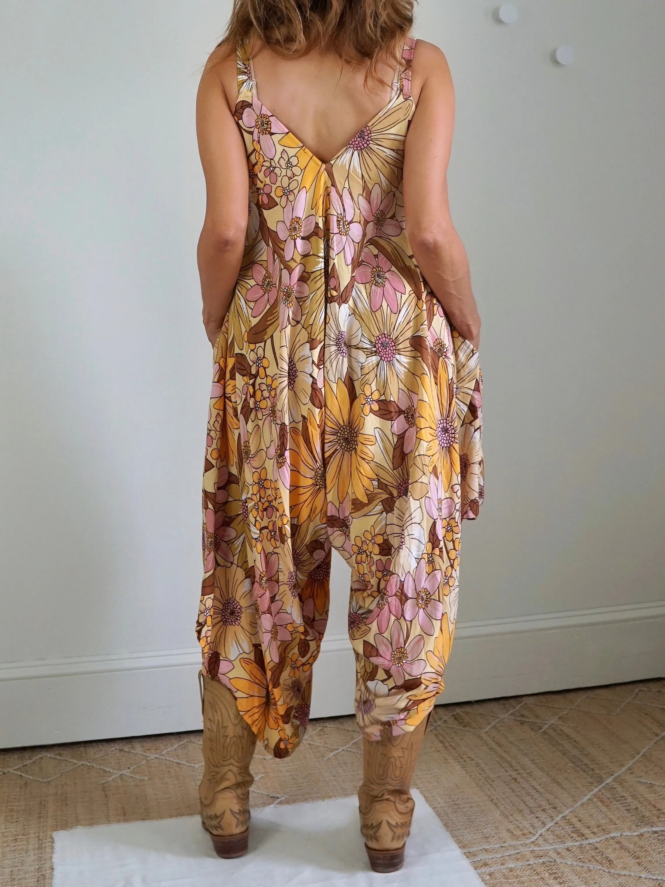 Vintage Floral Asymmetrical Jumpsuit