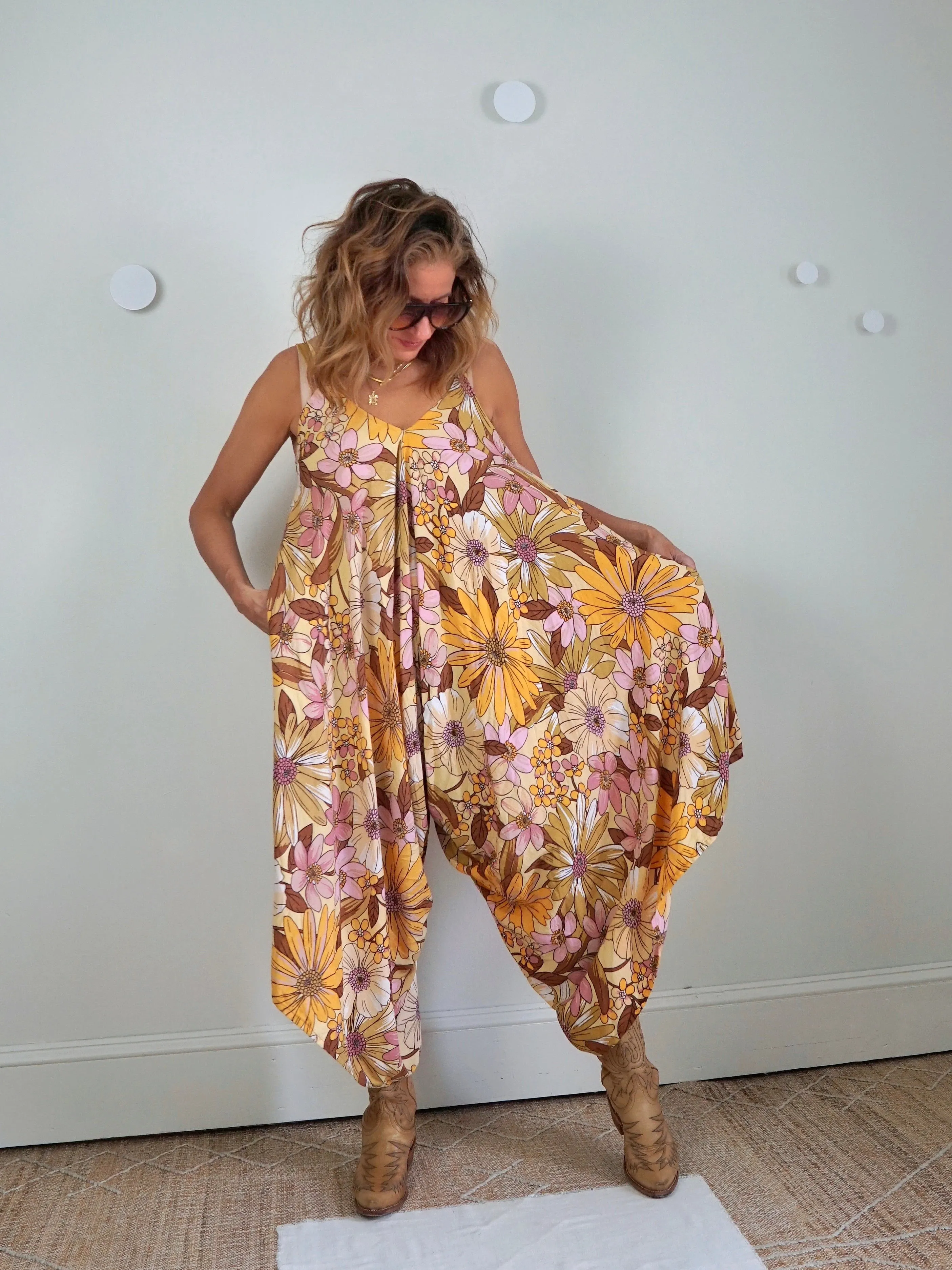 Vintage Floral Asymmetrical Jumpsuit