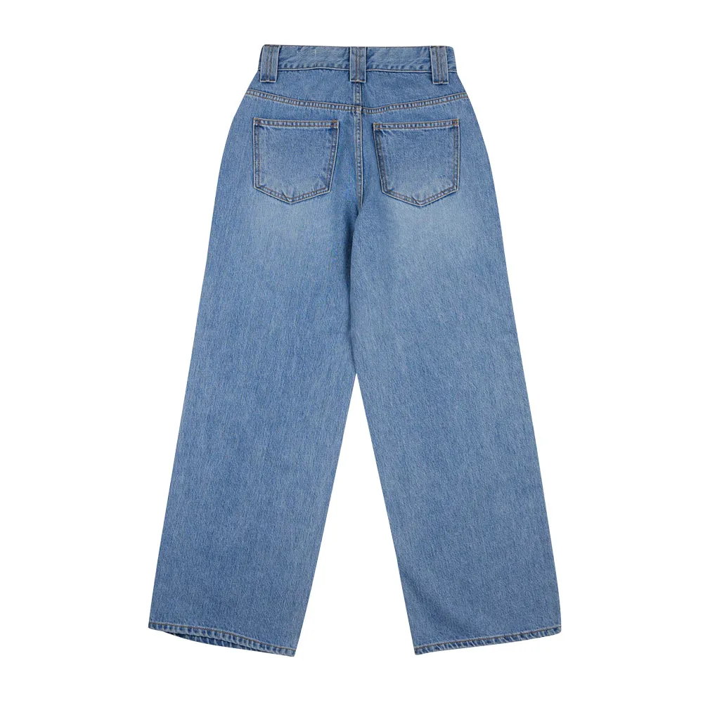 WMNS LOOSEFIT DENIM PANTS BLUE