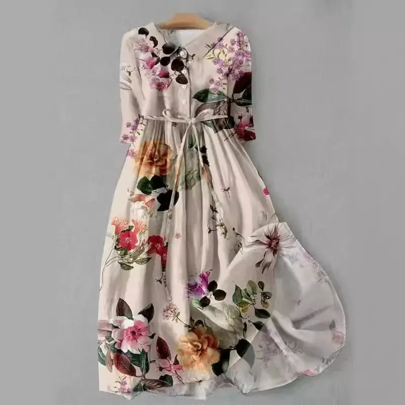 Women's Shirt Short Sleeved Floral Shirt Dress