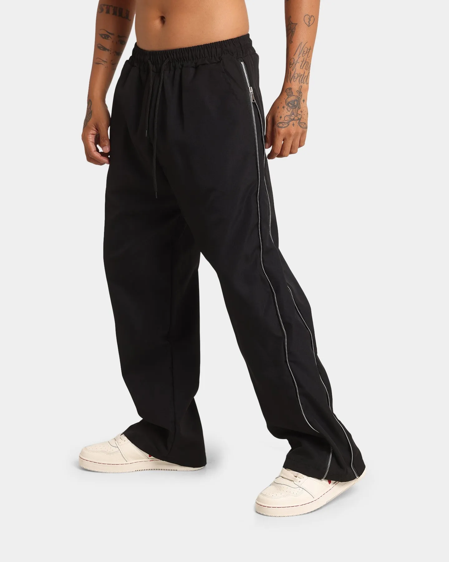 XXIII Ivan Side Zipper Track Pants Black