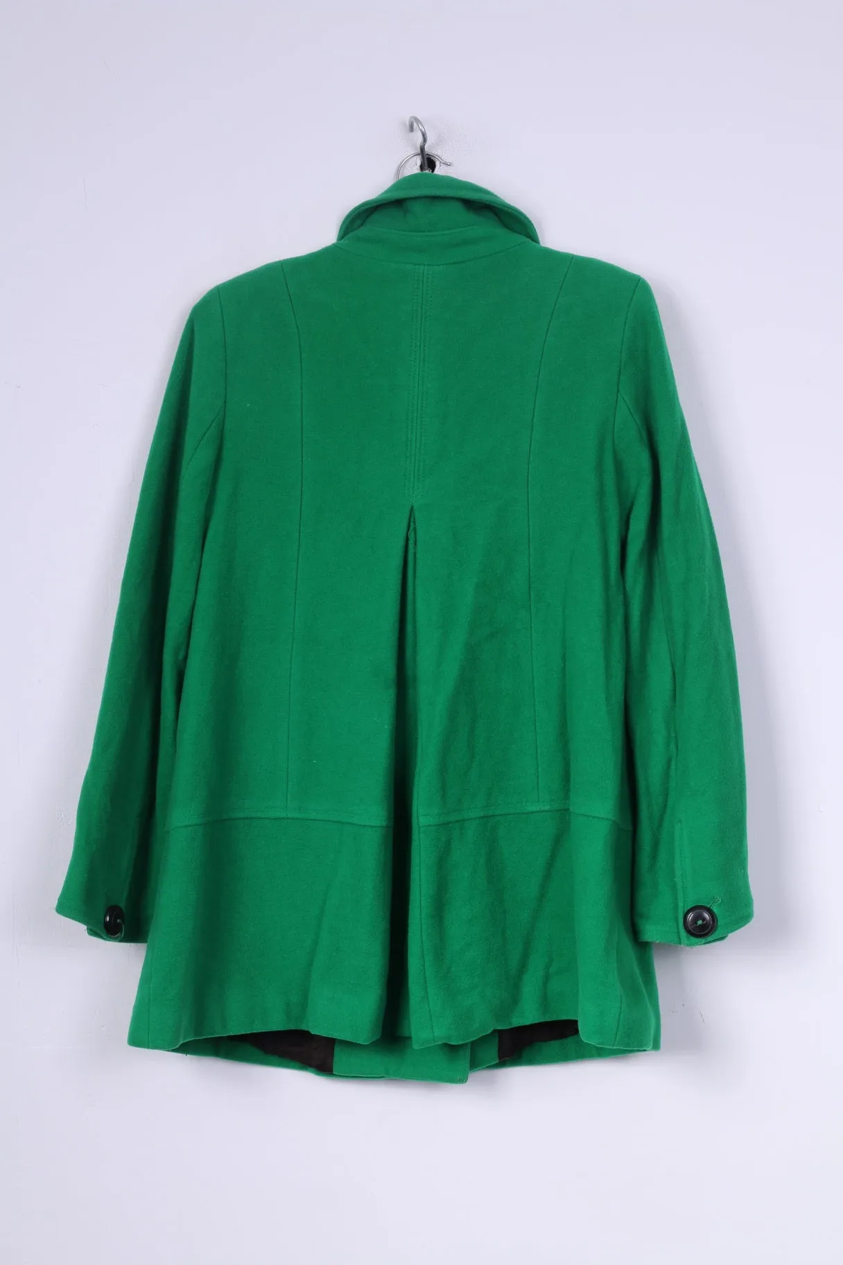 Zara Basic Womens M Peacoat Green Double Breasted Jacket Wool Nylon