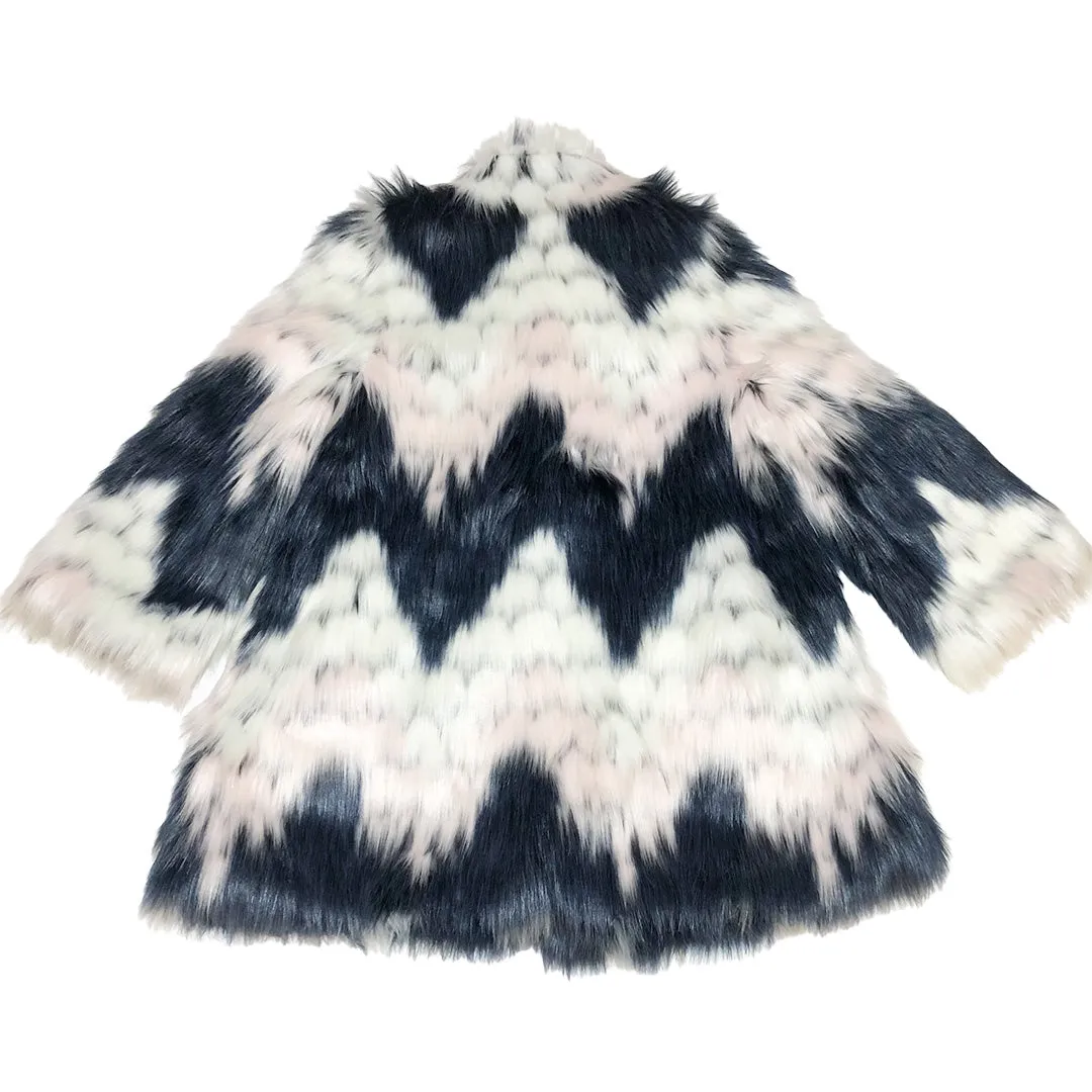 Zig Zag Faux Fur Coat