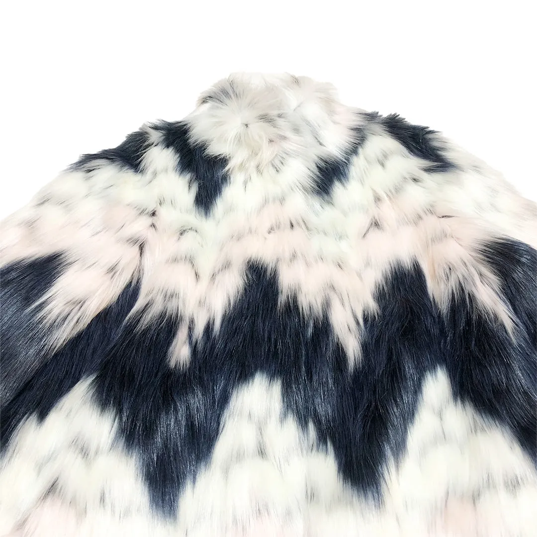 Zig Zag Faux Fur Coat